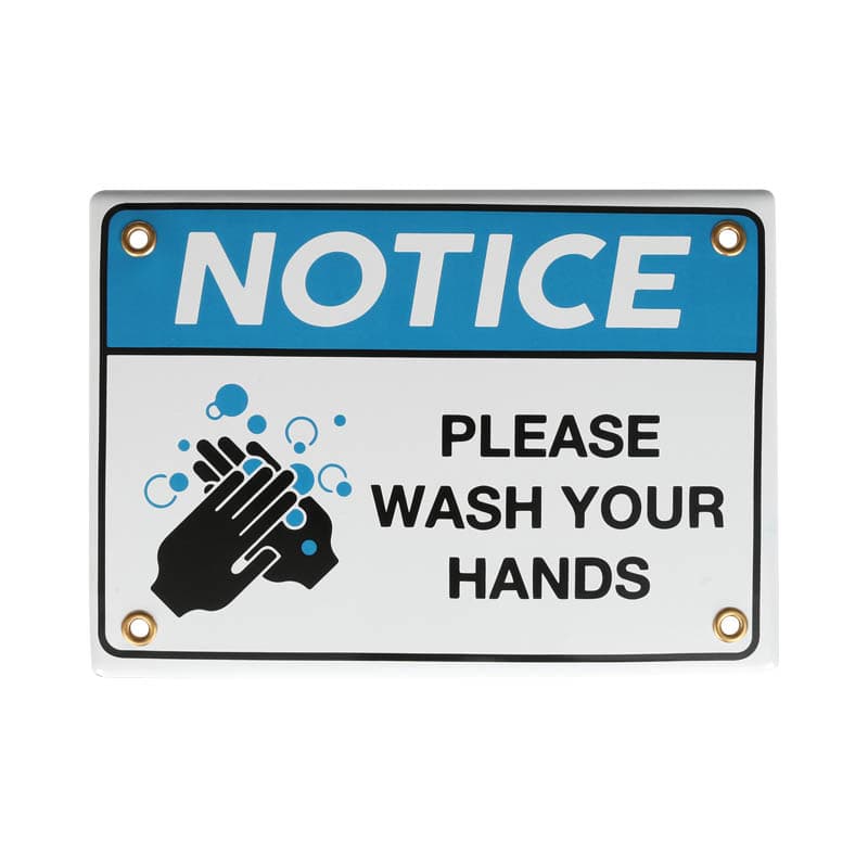 ENAMELED NOTICE SIGN WASH YOUR HANDS