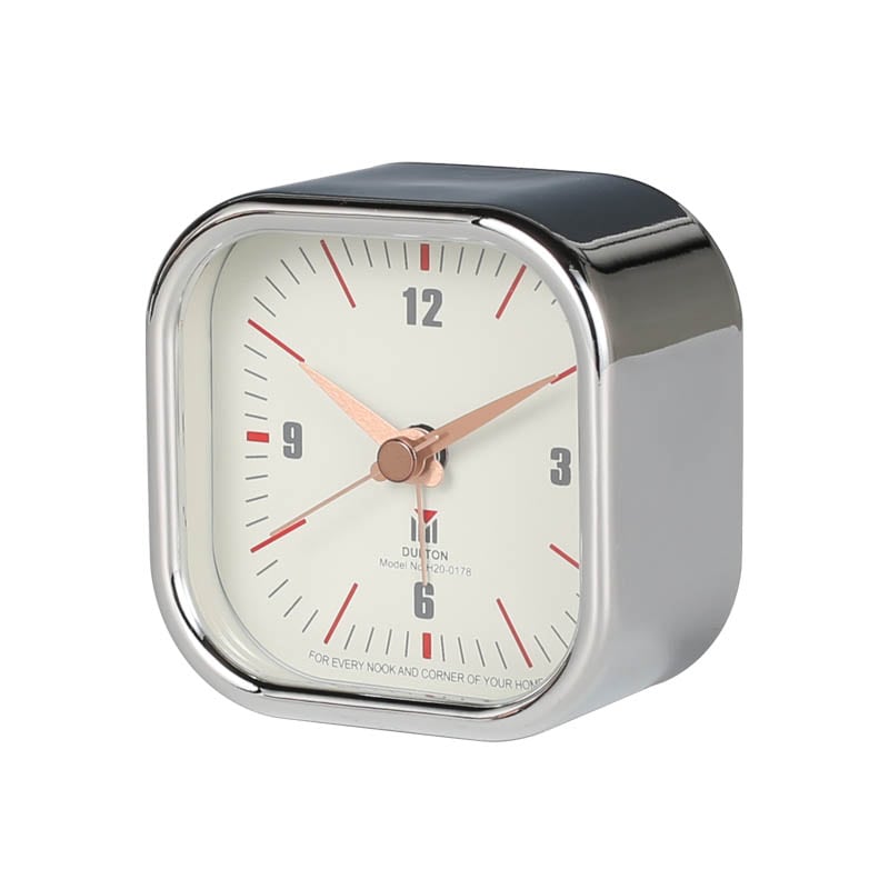 SQUARE ALARM CLOCK CHROME