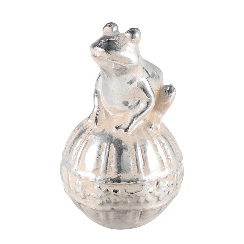 TERRACOTTA FROG ON THE BALL SILVER