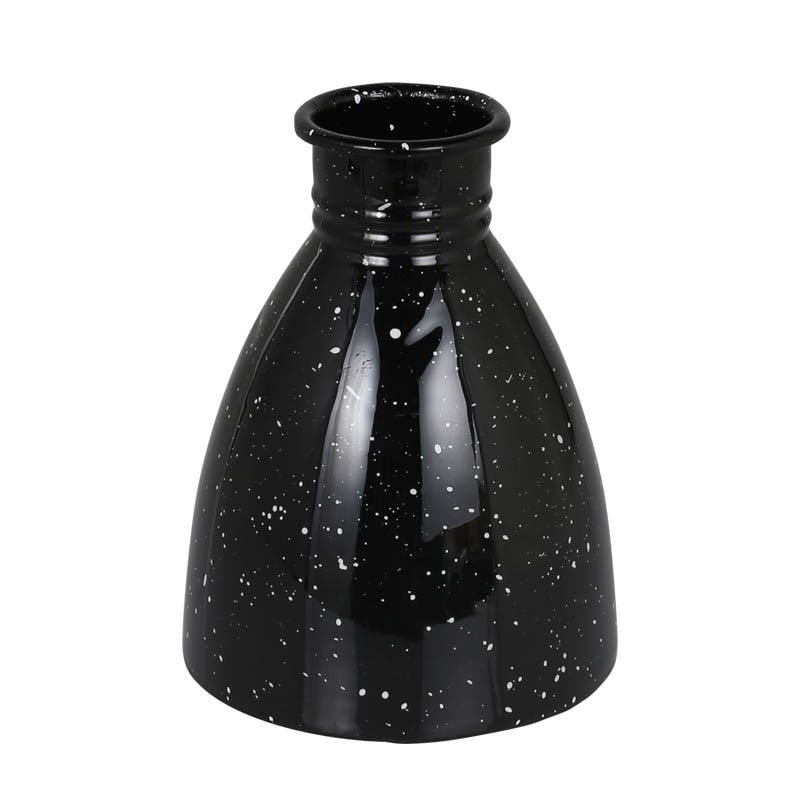 ENAMELED FLOWER VASE BELL BLACK