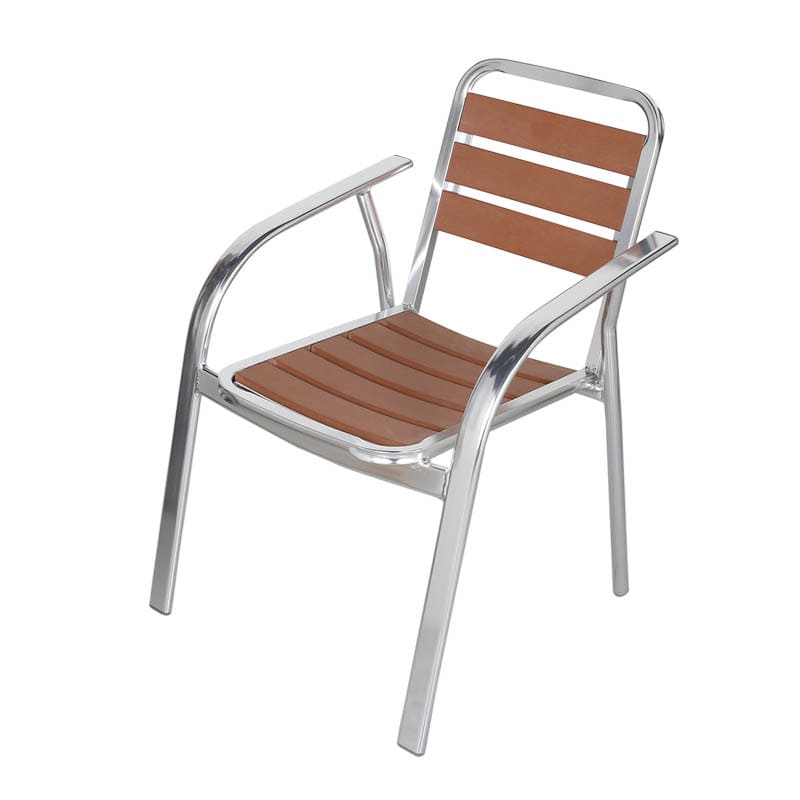 ALUMINUM CAFE CHAIR LIGHT BROWN