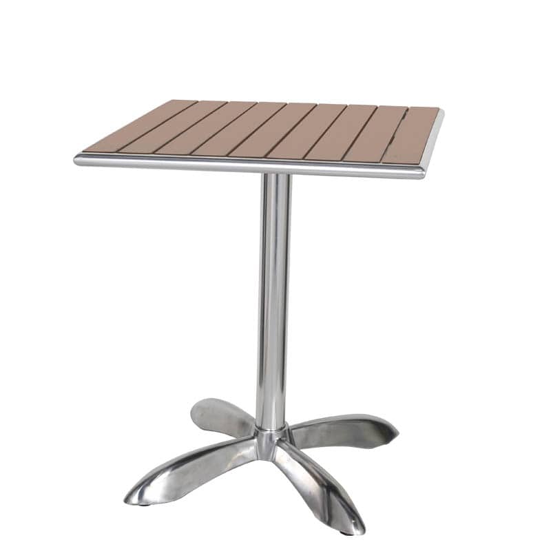 ALUMINUM CAFE TABLE SQUARE LIGHT BROWN