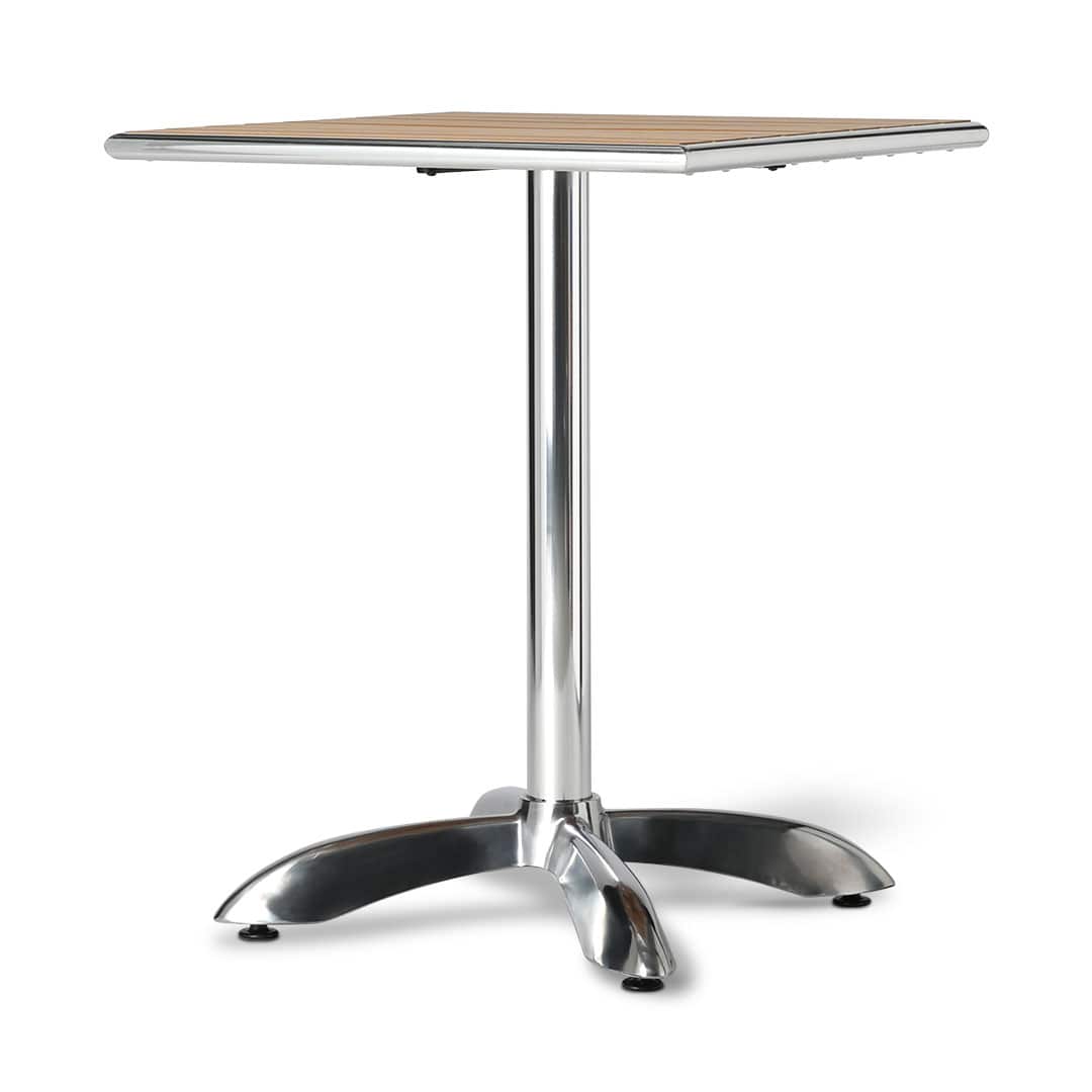 ALUMINUM CAFE TABLE SQUARE LIGHT BROWN