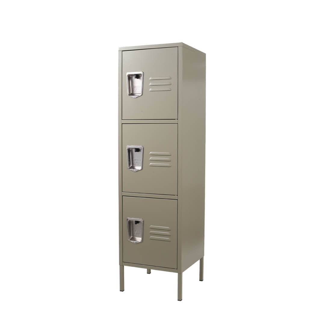 STEEL LOCKER 3 DOOR MOSS GRAY