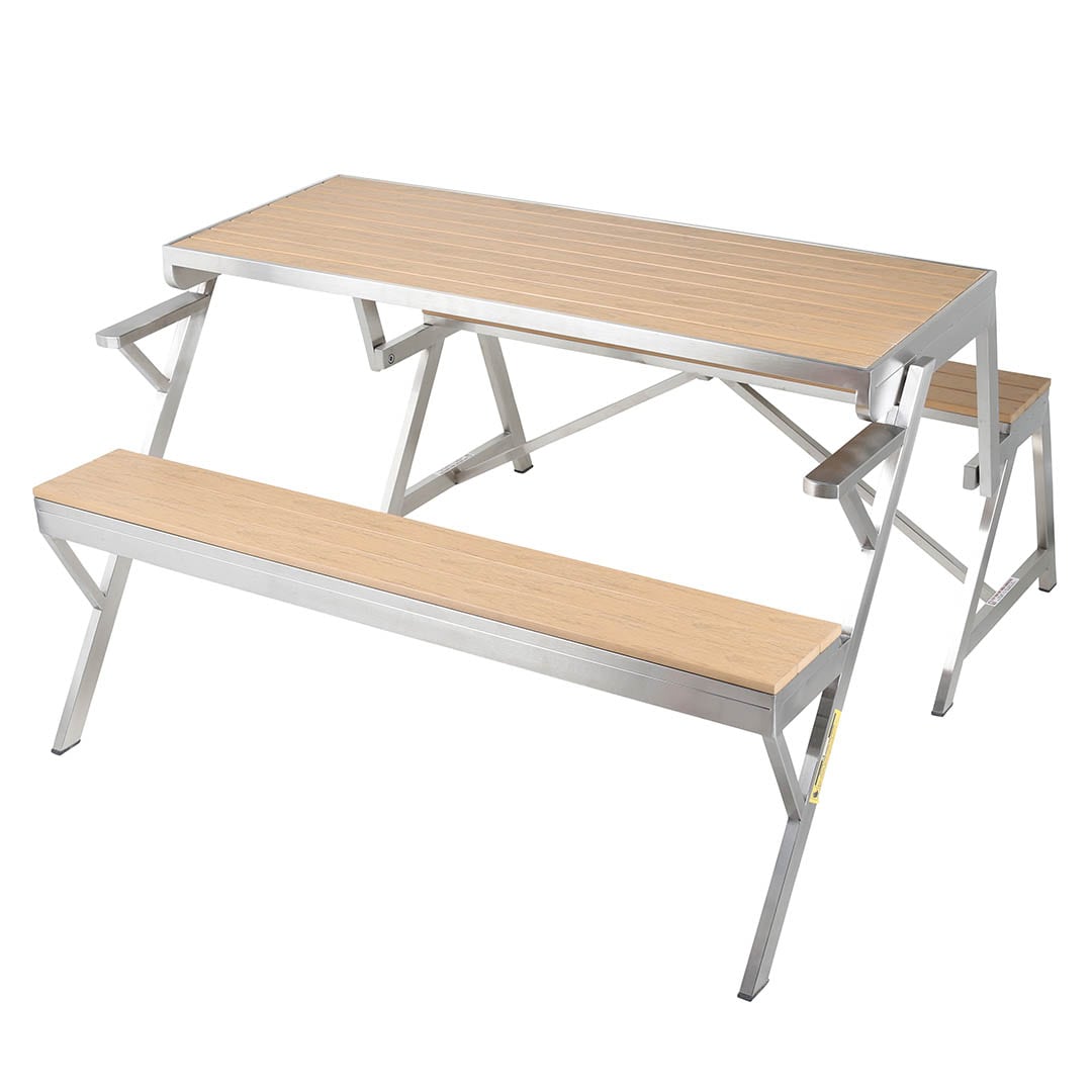 STAINLESS TABLE & BENCH DOUBLE WPC BROWN