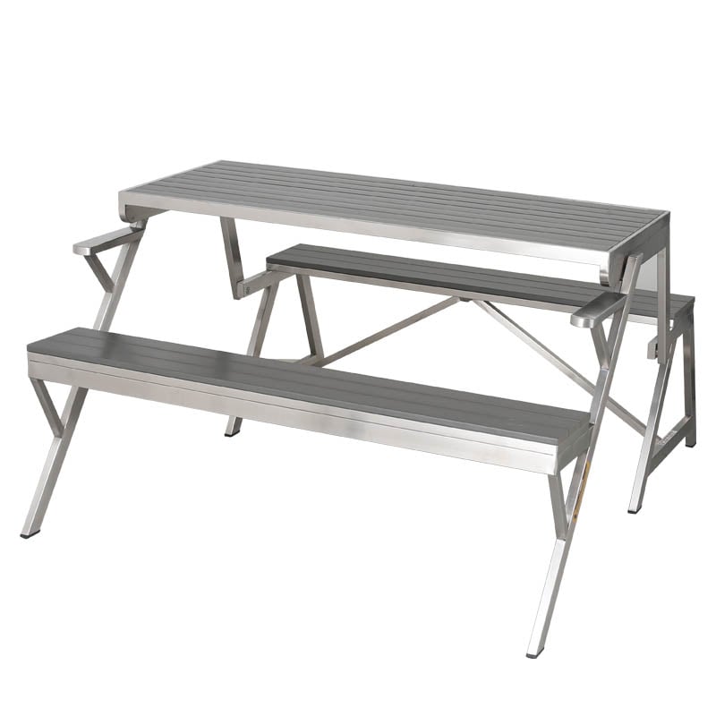 SS TABLE & BENCH DOUBLE WPC GRAY