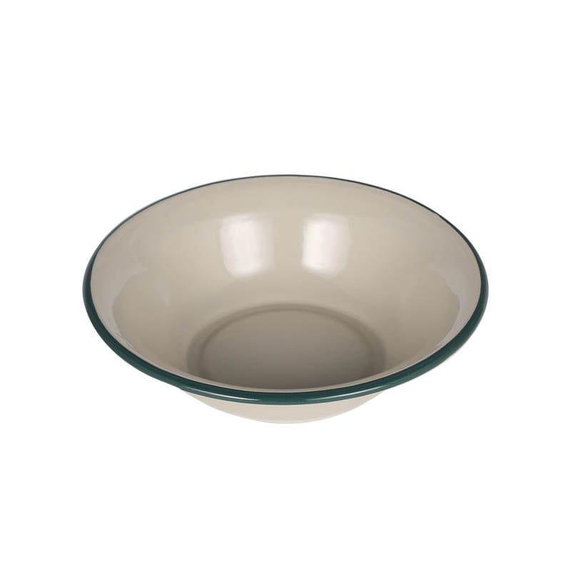 ENAMELED DEEP PLATE BEIGE/GREEN