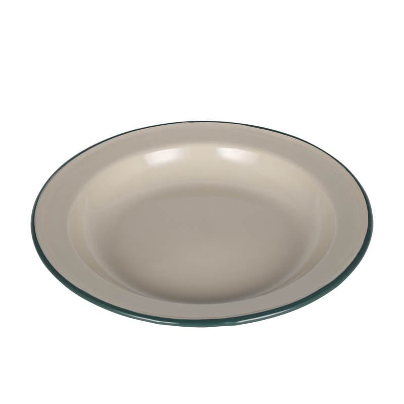 ENAMELED PLATE L BEIGE/GREEN