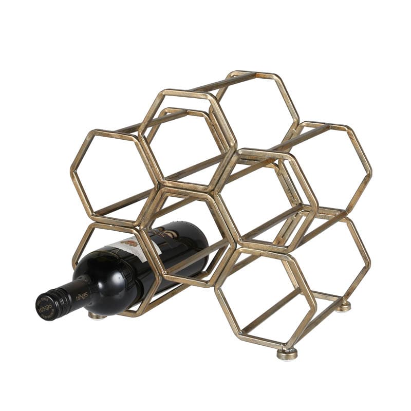 HONEYCOMB WINE RACK ANTIQUE GOLD