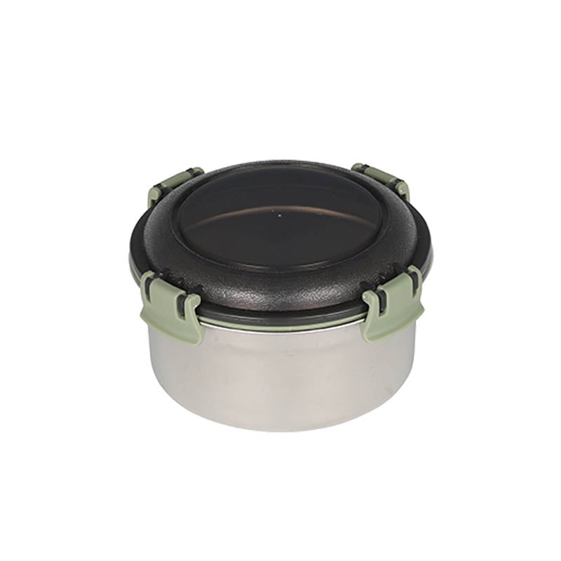 STAINLESS FOOD CONTAINER ROUND M GREEN