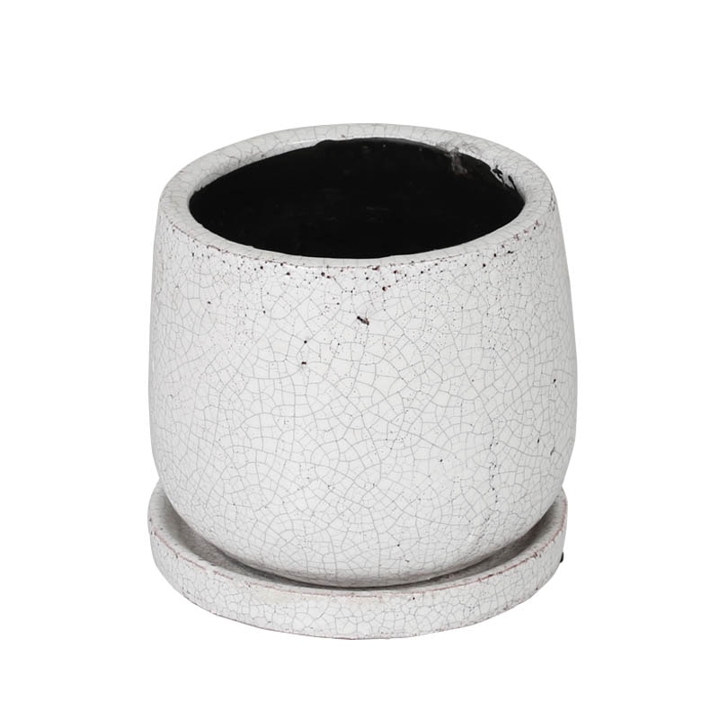 GLAZED POT ROUND WHITE L