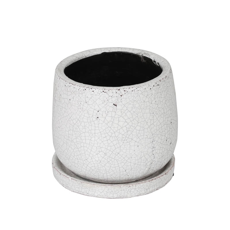 GLAZED POT ROUND WHITE M