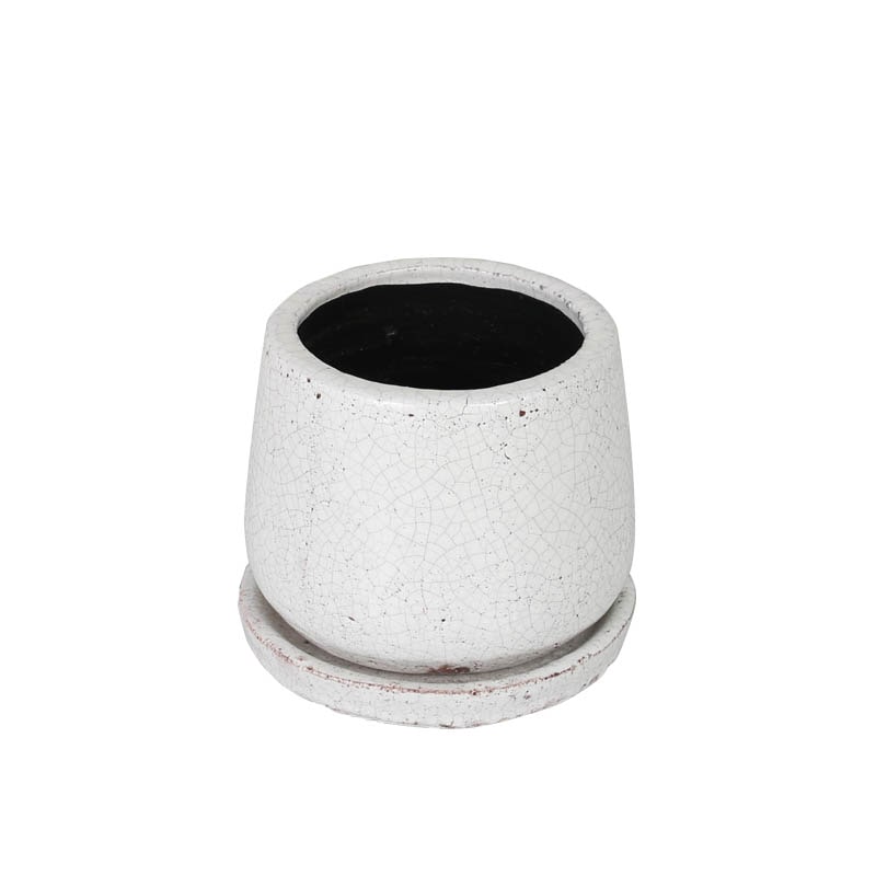 GLAZED POT ROUND WHITE XS