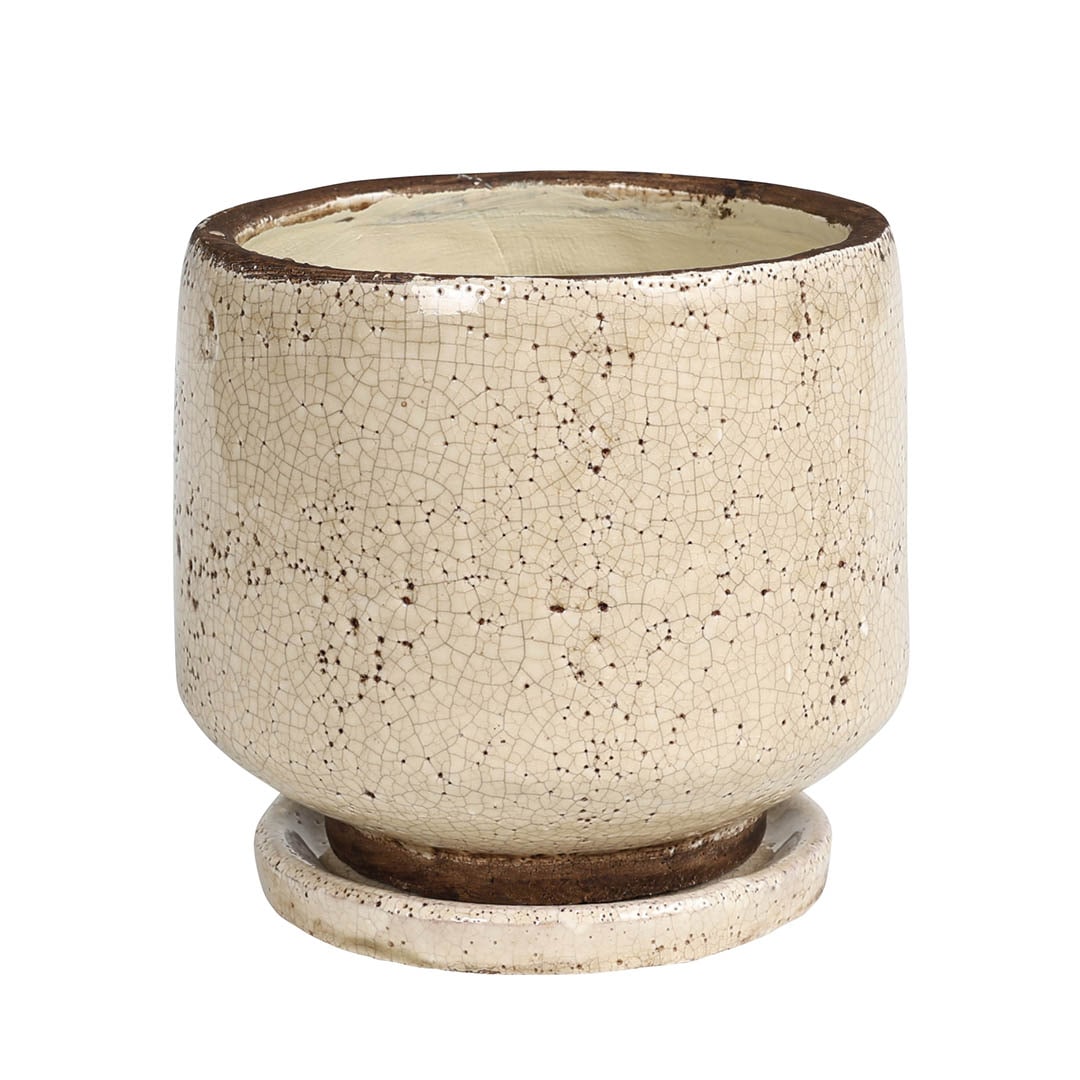 GLAZED EARTHENWARE POT M IVORY