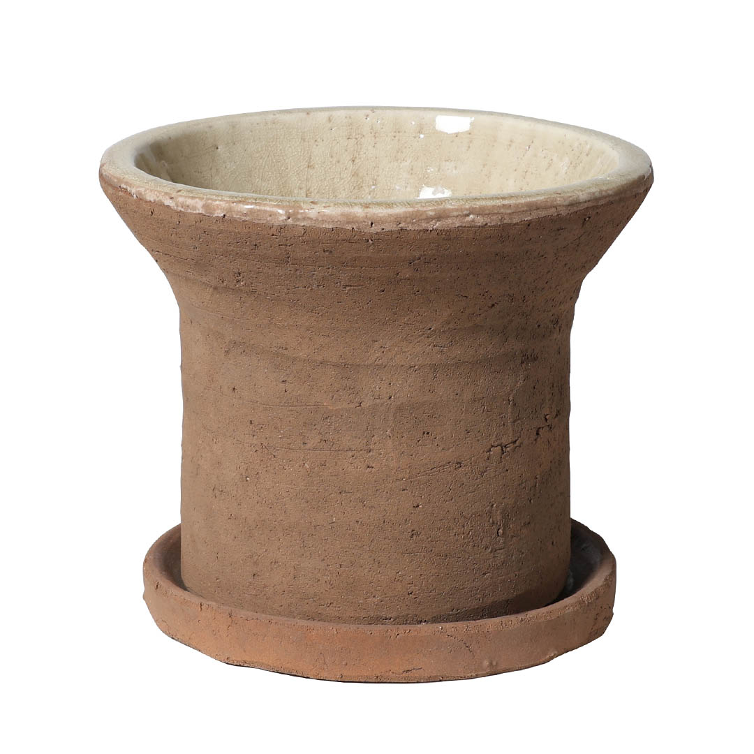 GLAZED EARTHENWARE POT L IVORY