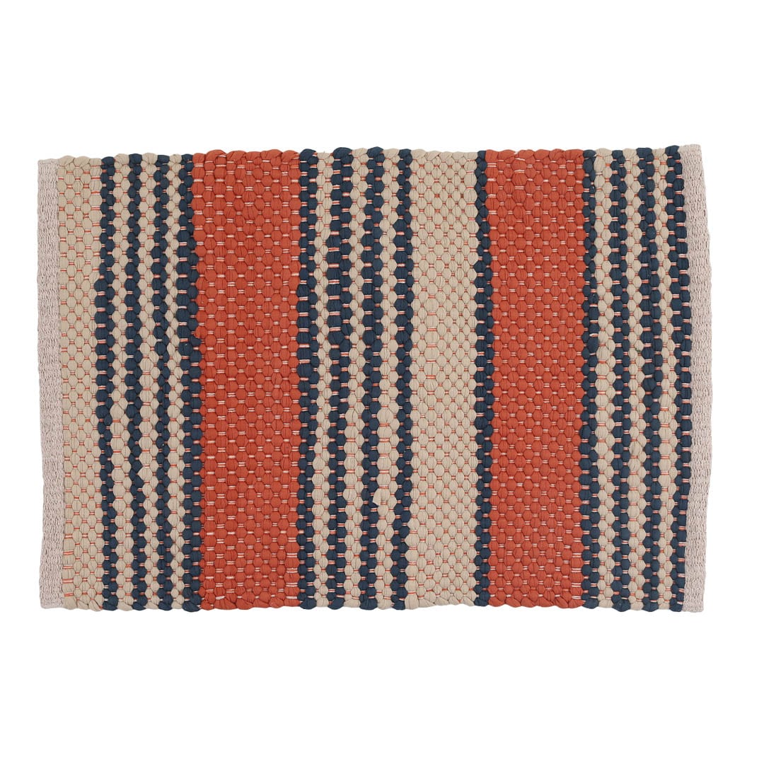 COTTON CHINDI HALF RUG TERRACOTTA/NAVY 900×1300