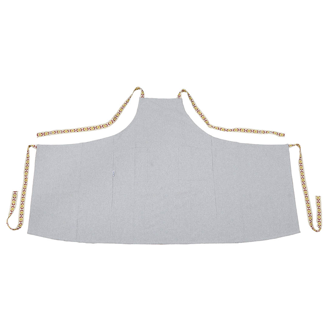 APRON WITH RIBBON LIGHT GRAY