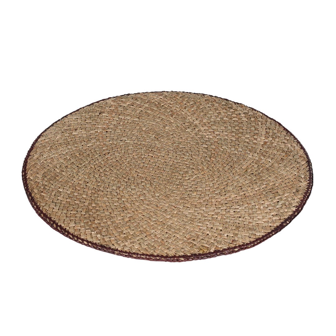PLACE MAT SEAGRASS NATURAL/PURPLE HEM