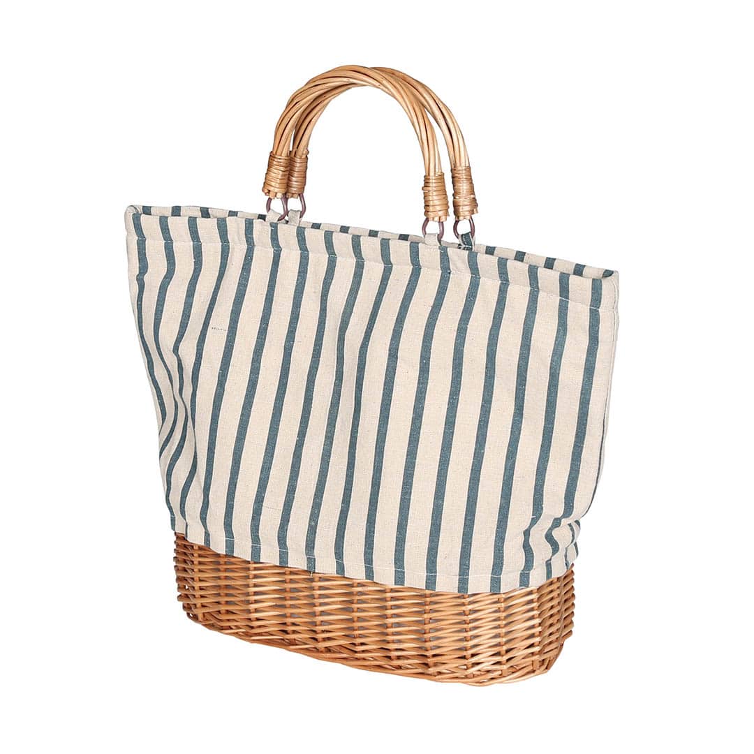 MARKET TOTE BASKET WITH COOLER BLUE