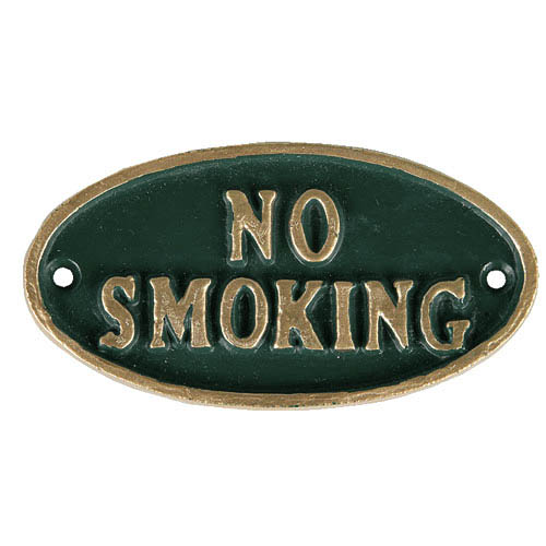 OVAL SIGN GREEN "NO SMOKING"