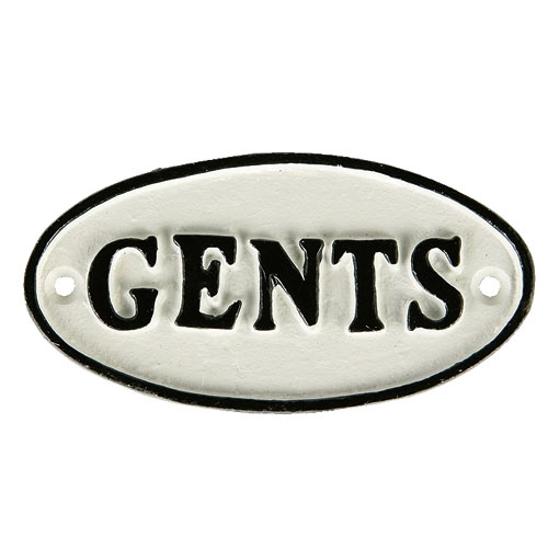OVAL SIGN WHITE "GENTS"