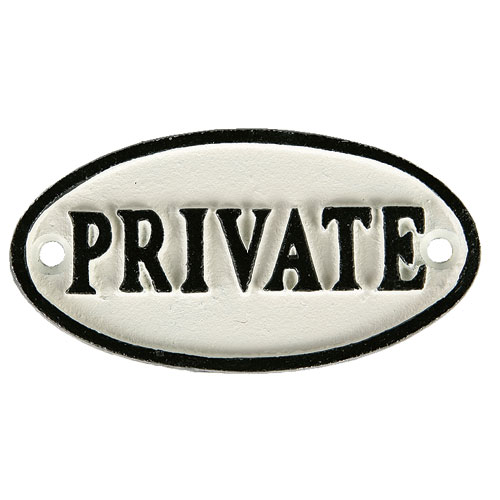 OVAL SIGN WHITE "PRIVATE"