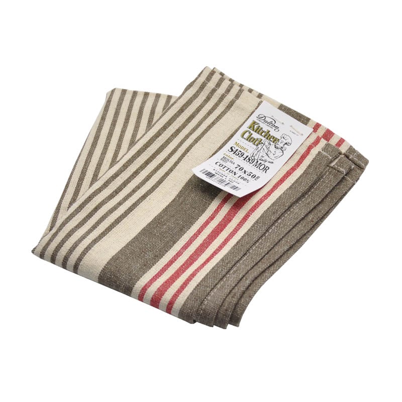 KITCHEN CLOTH MOCHA/RED