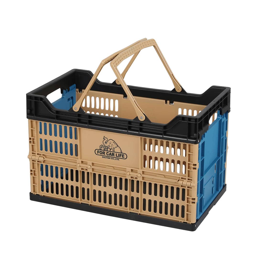 FOLDING SHOPPING BASKET 30L COYOTE/BLUE