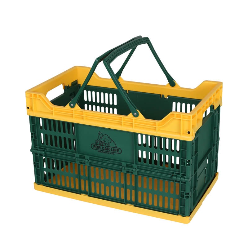 FOLDING SHOPPING BASKET 30L GREEN/YELLOW