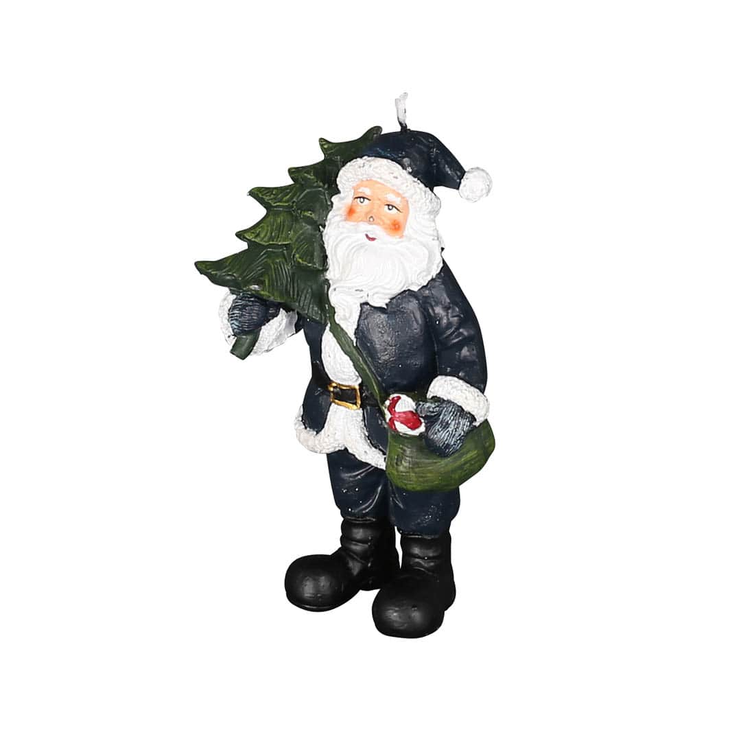 CRAFT CANDLE SANTA CARRING TREE NAVY