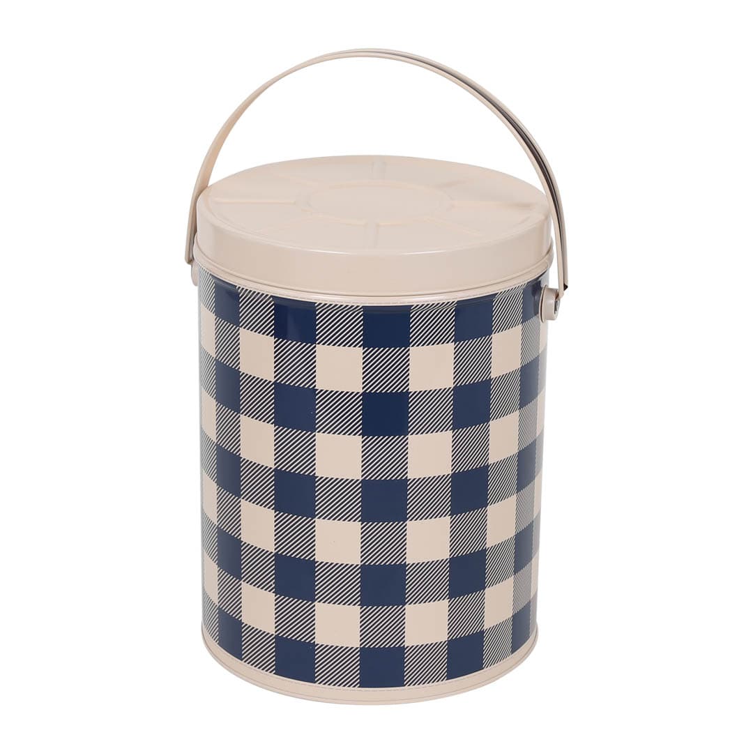 TIN BASKET ROUND BLUE