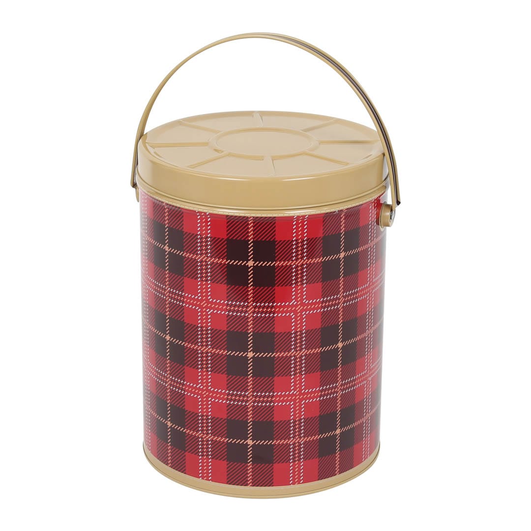 TIN BASKET ROUND RED