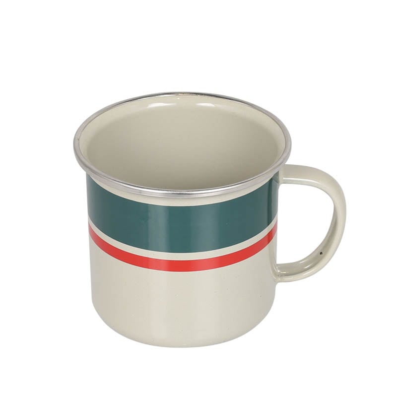 SS RIM ENAMELED MUG GREEN/RED