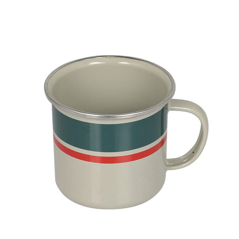 SS RIM ENAMELED MUG GREEN/RED