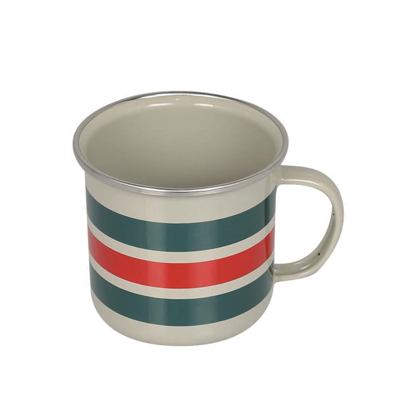 SS RIM ENAMELED MUG GREEN/RED/GREEN