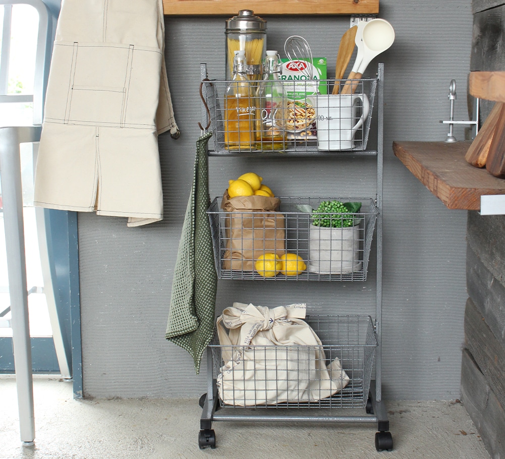 WIRE RACK WITH CASTORS HAMMERTONE GRAY