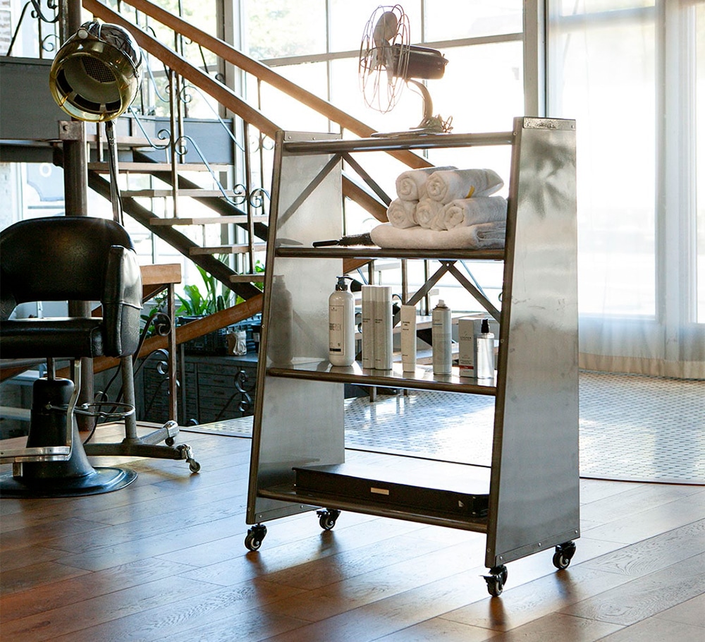 4 TIER TAPERED METAL SHELF RAW