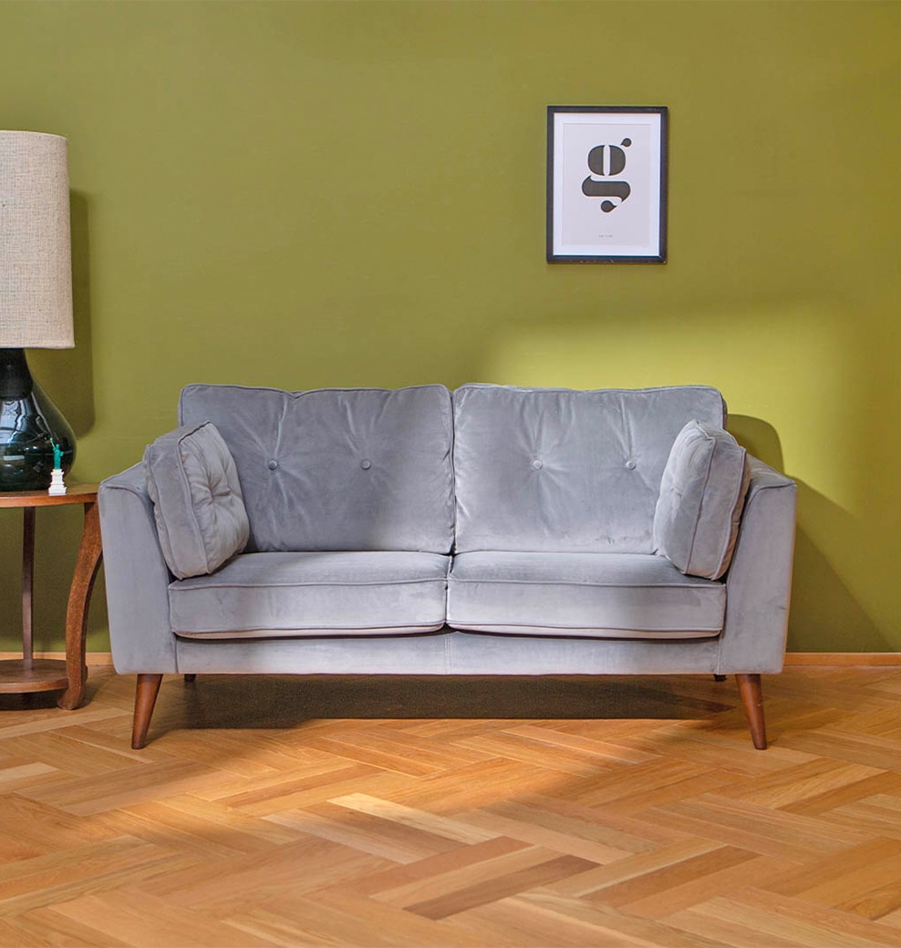 VELVET SOFA 2 SEATER LIGHT GRAY