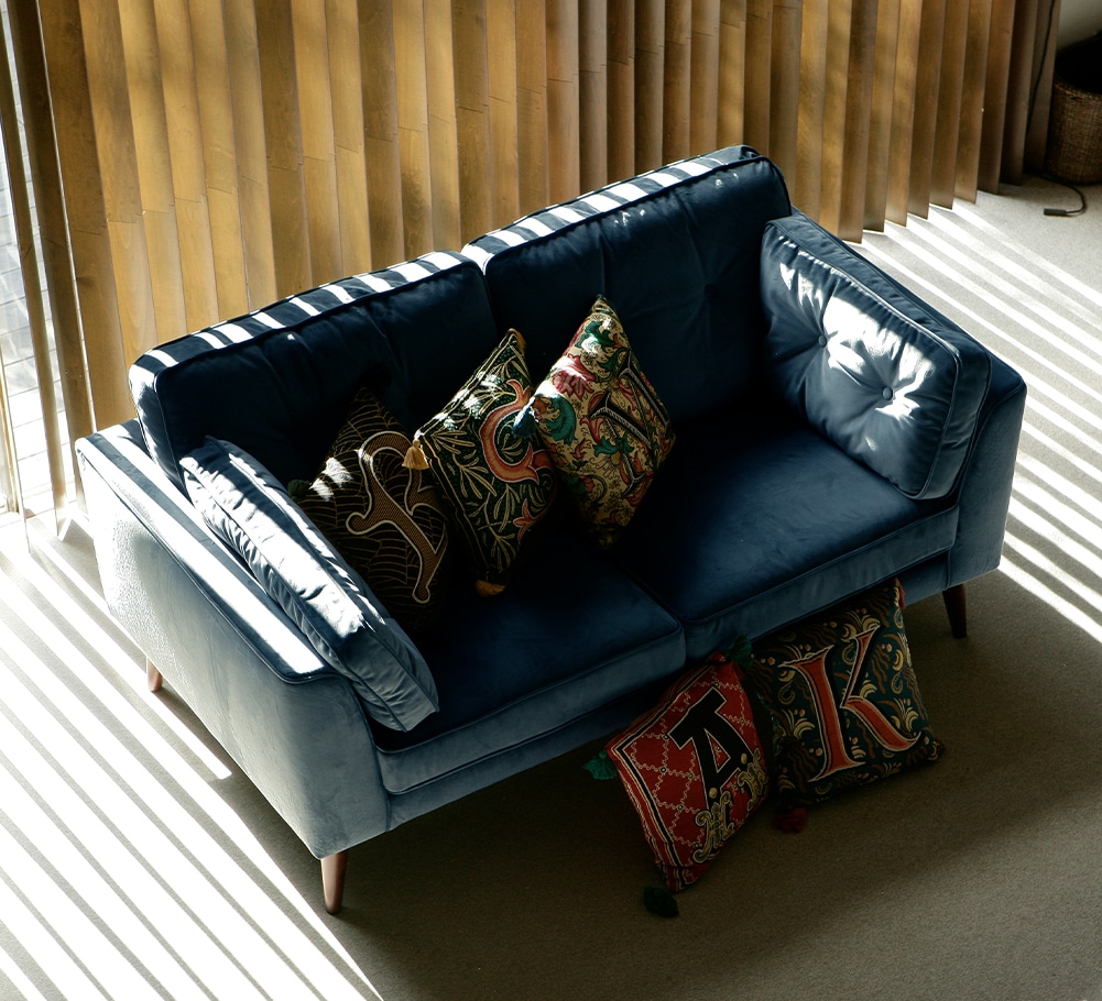 VELVET SOFA 2 SEATER LIGHT GRAY