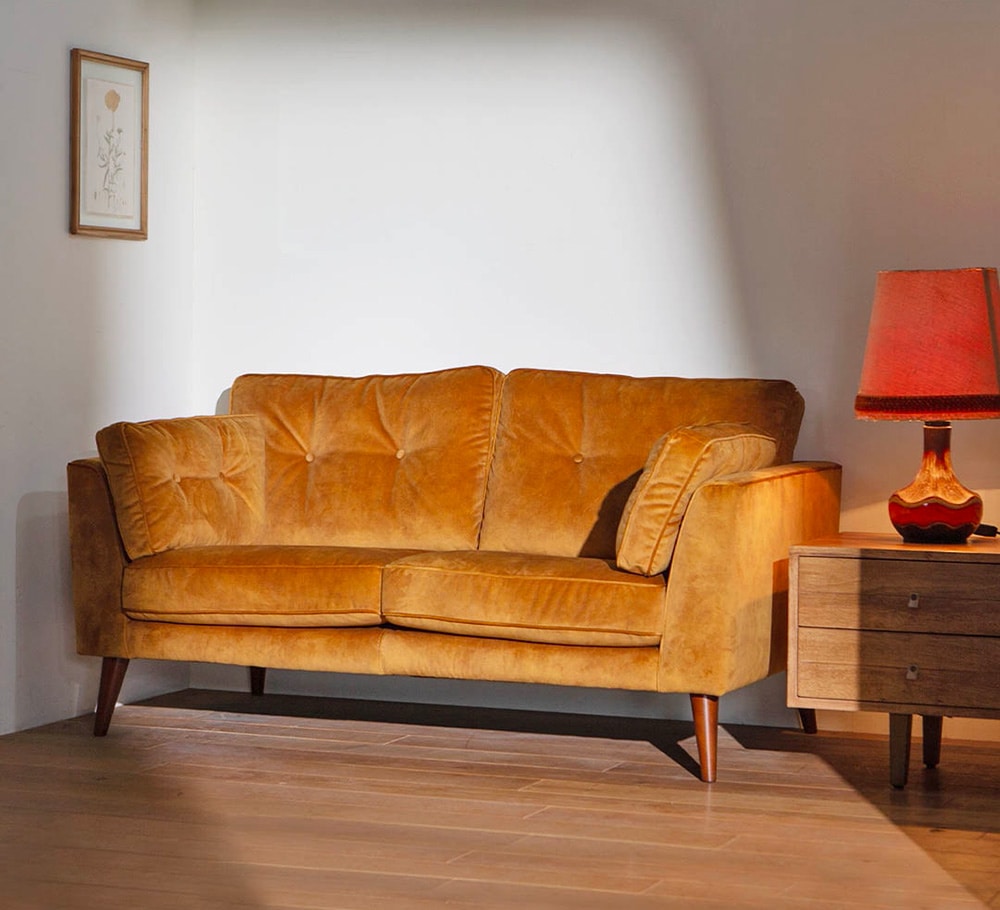 VELVET SOFA 2 SEATER AGED BROWN