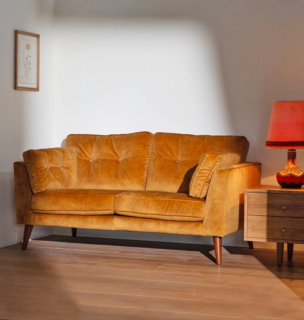 VELVET SOFA 2 SEATER AGED BROWN