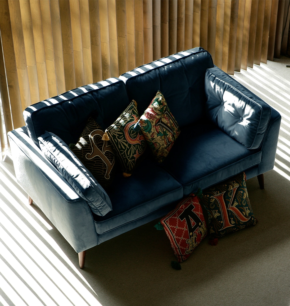 VELVET SOFA 2 SEATER LIGHT GRAY
