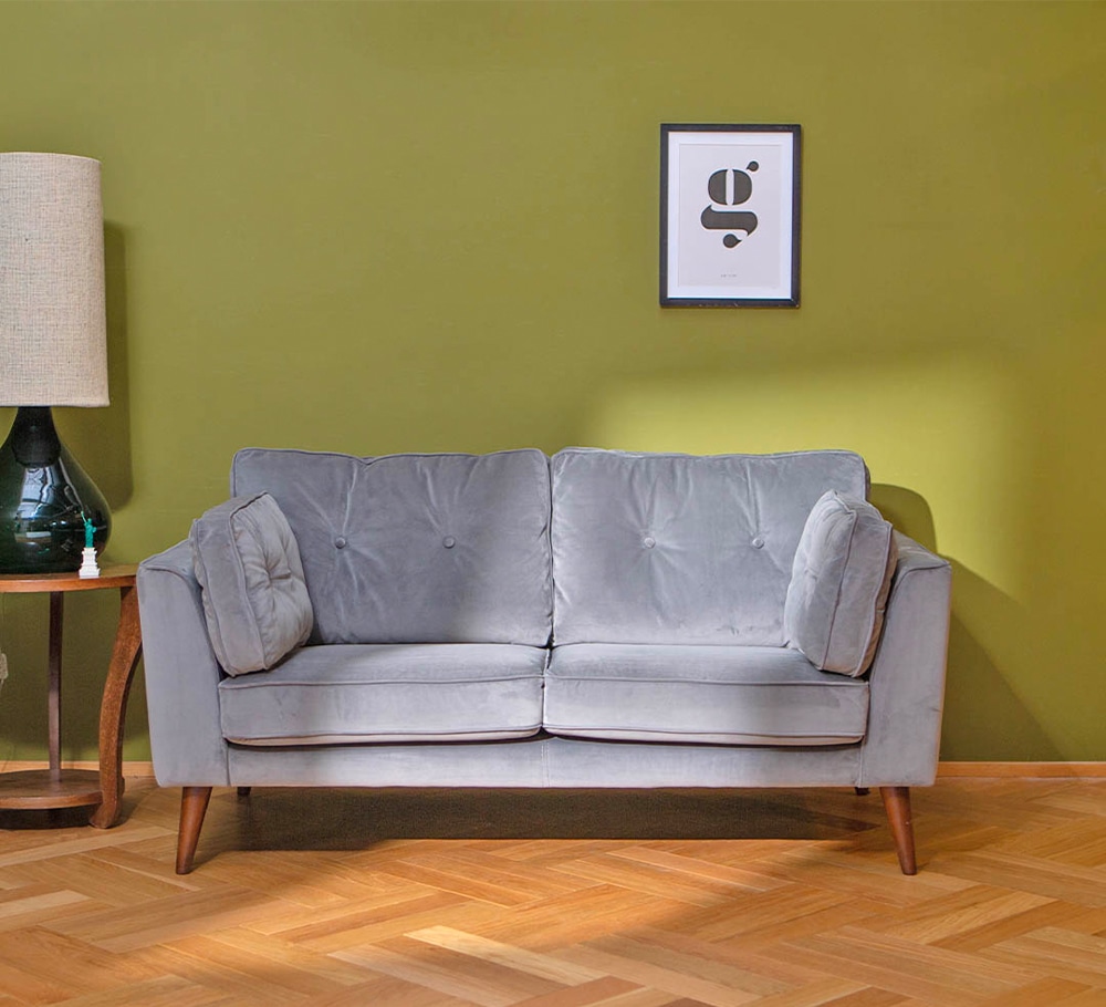 VELVET SOFA 2 SEATER LIGHT GRAY