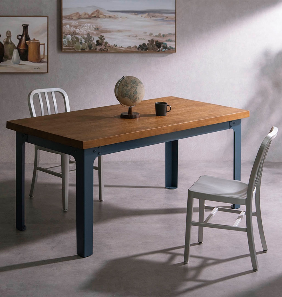 STEEL LEG TABLE WITH WOODEN TOP