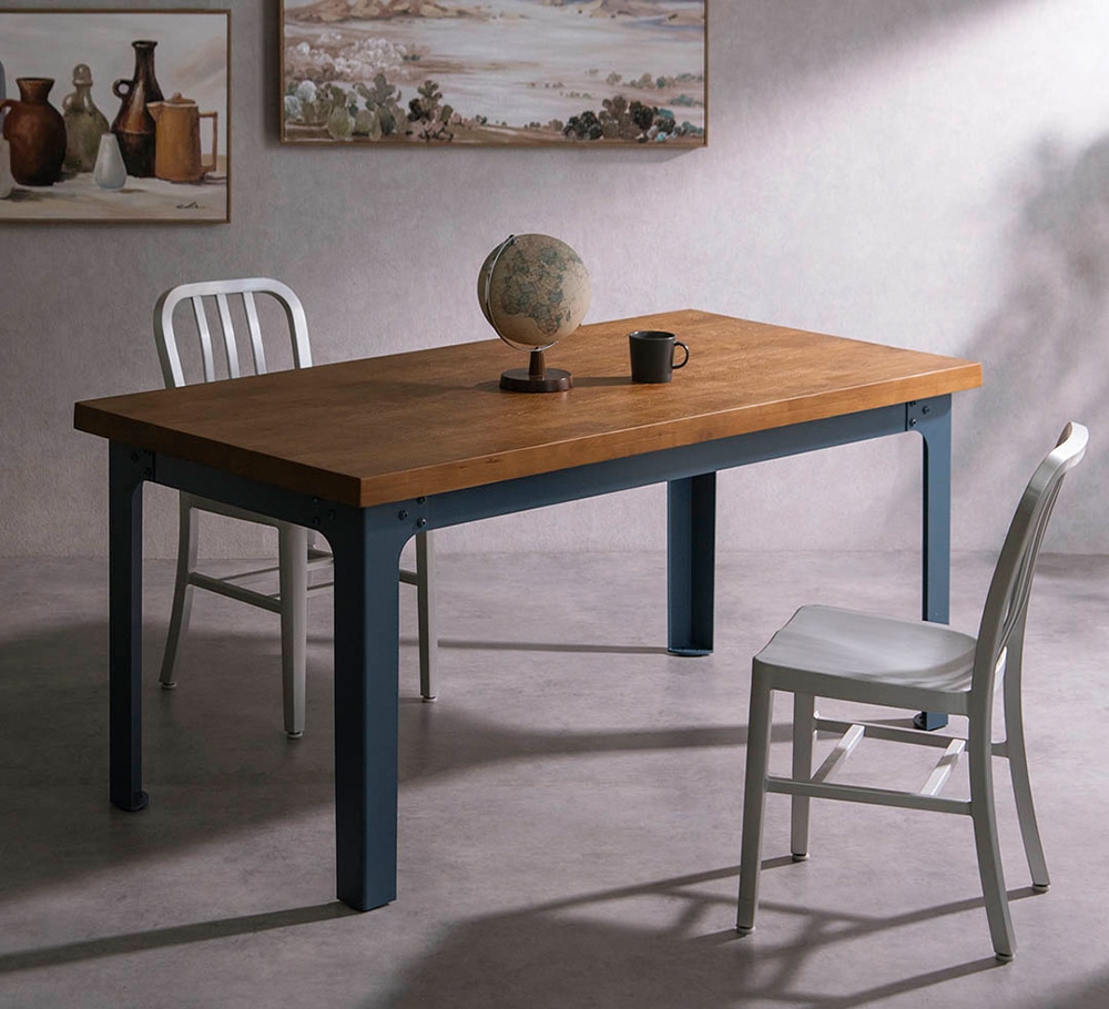 STEEL LEG TABLE WITH WOODEN TOP